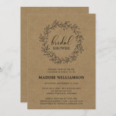 Rustic Laurel Wreath Kraft Vrijgezellenfeest Kaart (Voorkant / Achterkant)