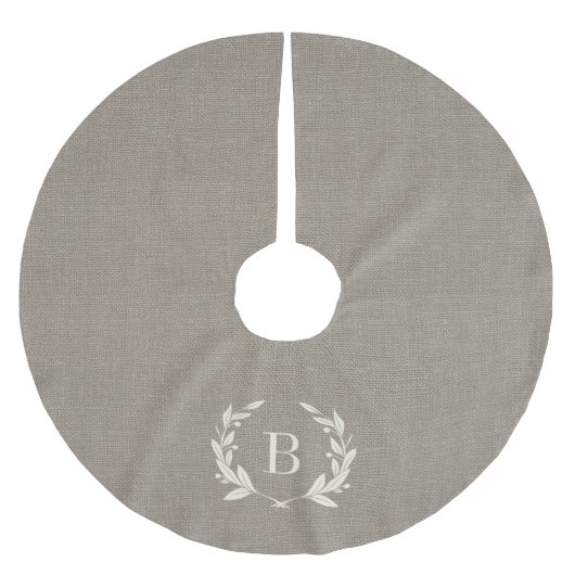 Rustic Laurel Wreath Monogram Boomrok Kerstboom Rok (Voorkant)