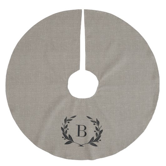 Rustic Laurel Wreath Monogram Boomrok Kerstboom Rok (Voorkant)