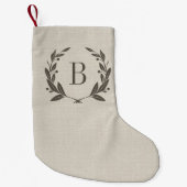 Rustic Laurel Wreath Monogram Kleine Kerstsok (Voorkant)