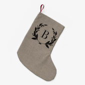 Rustic Laurel Wreath Monogram Kleine Kerstsok (Voorkant (Hangend))