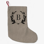 Rustic Laurel Wreath Monogram Kleine Kerstsok (Voorkant)