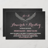 Rustic Laurel Wreath Monogram Wedding Uitnodiging (Voorkant / Achterkant)