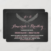 Rustic Laurel Wreath Monogram Wedding Uitnodiging (Voorkant / Achterkant)