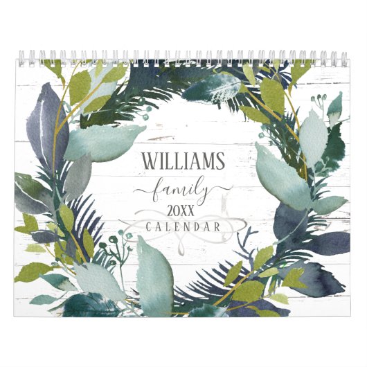 Rustic Laurel Wreath Waterverf Family Foto 2023 Kalender (Hoes)