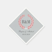 Rustic Laurel Wreath Wedding Monogram Napkin Pink Servetten (Hoek)