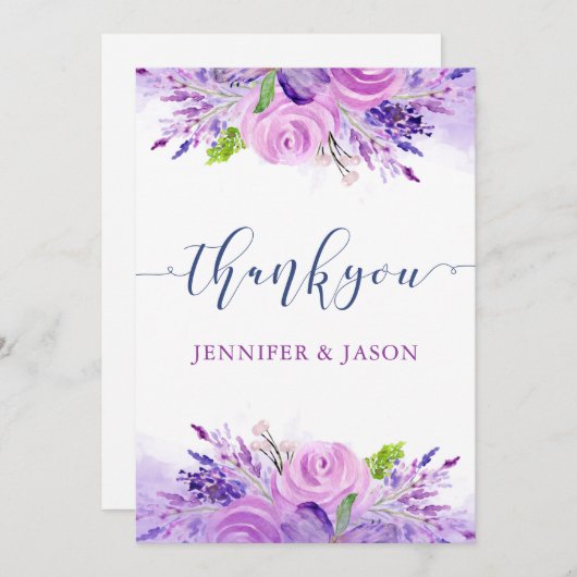 Rustic Lavendel Paarse Bedankkaart (Voorkant / Achterkant)