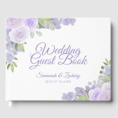 Rustic Lavendel Paarse Bloemige Boho Chic Bruiloft Gastenboek (Voorkant)