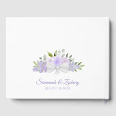 Rustic Lavendel Paarse Bloemige Boho Chic Bruiloft Gastenboek (Achterkant)