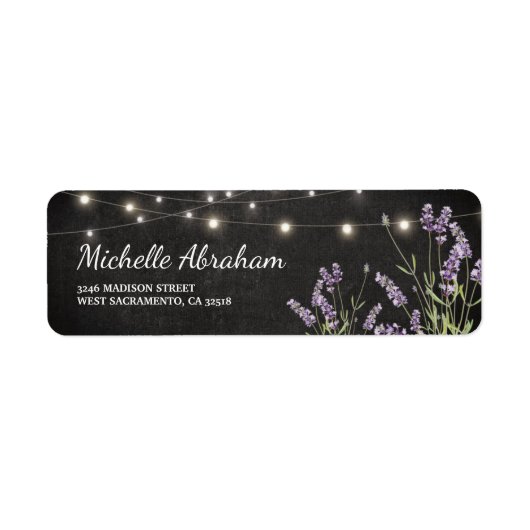 Rustic lavendel slinger kerstverlichting etiket (Voorkant)