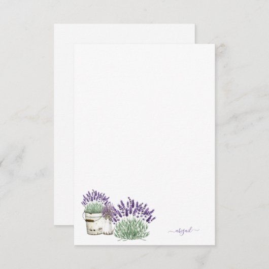 Rustic Lavender - Aangepaste naam leeg Bedankkaart (Voorkant / Achterkant)