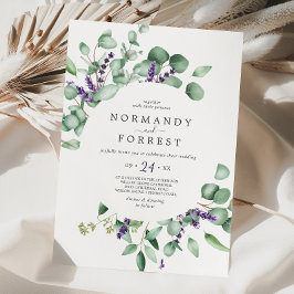 Rustic Lavender and Eucalyptus Casual Wedding Kaart
