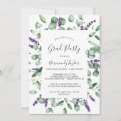 Rustic Lavender and Eucalyptus Graduation Party Kaart (Voorkant)