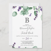 Rustic Lavender and Eucalyptus Monogram Wedding Kaart (Voorkant)
