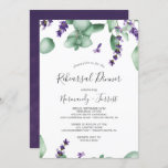 Rustic Lavender and Eucalyptus Rehearsal Dinner Kaart<br><div class="desc">Deze nette lavender en eucalyptusrepetitie is perfect voor een eenvoudige en elegante buitenbruiloft. Het bloemontwerp is voorzien van waterverf eucalyptusbladeren en groen met sprigs van paarse wilde bloemen.</div>