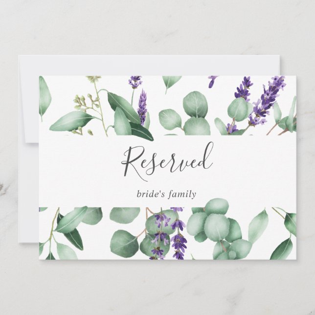 Rustic Lavender and Eucalyptus Reserved Sign (Voorkant)