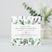 Rustic Lavender and Eucalyptus Square Wedding Kaart (Staand voorkant)