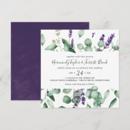 Rustic Lavender and Eucalyptus Square Wedding Kaart