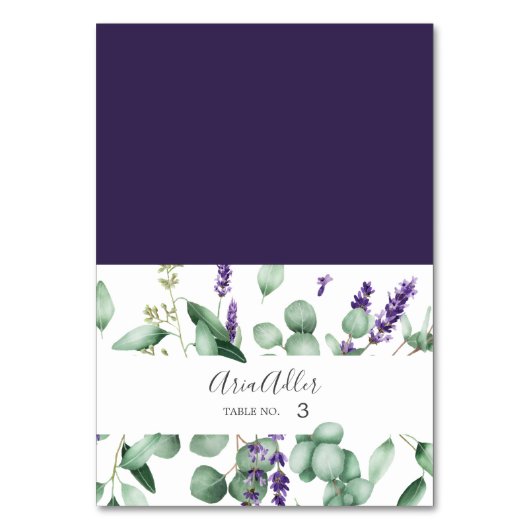Rustic Lavender and Eucalyptus Wedding Place Cards Kaart (Voorkant)