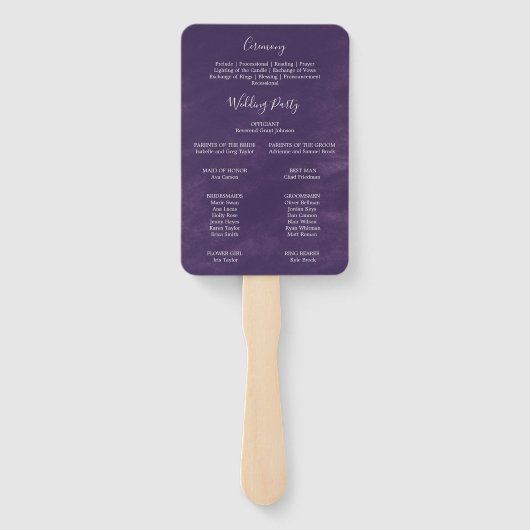 Rustic Lavender and Eucalyptus Wedding Programme F Handwaaier (Achterkant)