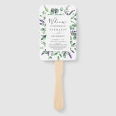 Rustic Lavender and Eucalyptus Wedding Programme F Handwaaier (Voorkant)