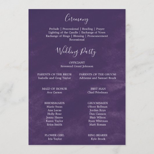 Rustic Lavender and Eucalyptus Wedding Programme Programmakaart (Achterkant)