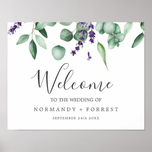 Rustic Lavender and Eucalyptus Welcome Wedding Poster (Voorkant)