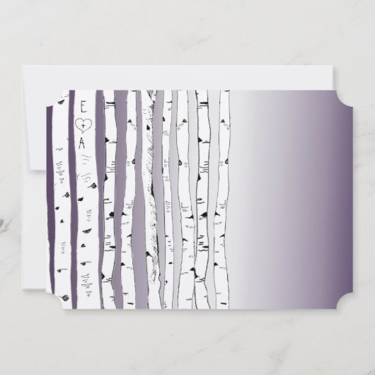 Rustic Lavender Birch Tree Wedding Invitations Kaart (Achterkant)