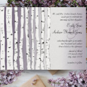 Rustic Lavender Birch Tree Wedding Invitations Kaart