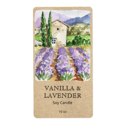 Rustic Lavender Boerderij Franse Provence Kaars La Etiket (Voorkant)
