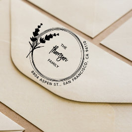 Rustic Lavender Boho Floral Family Return Address Rubberstempel