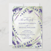 Rustic Lavender Botanical Waterverf Wedding Kaart (Voorkant)
