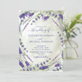 Rustic Lavender Botanical Waterverf Wedding Kaart (Staand voorkant)
