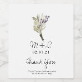 Rustic Lavender Bouquet Waterverf Paarse bruiloft Wijn Etiket (Enkel label)