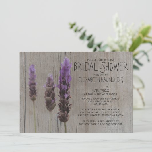 Rustic Lavender Bridal Shower Invitations Kaart (Staand voorkant)