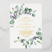 Rustic Lavender | Casual goudbruin bruistoor Folie Uitnodiging (Voorkant)