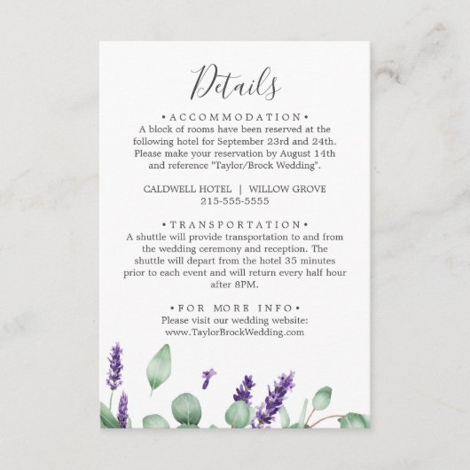 Rustic Lavender Details Enclosure Kaart (Voorkant)