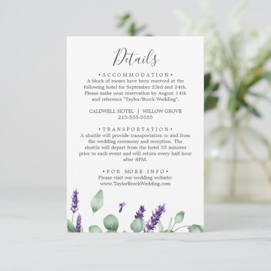 Rustic Lavender Details Enclosure Kaart (Staand voorkant)