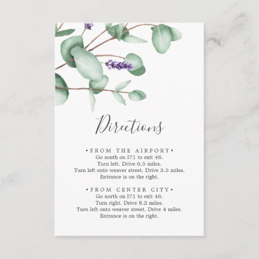 Rustic Lavender Directions Enclosure Kaart (Voorkant)