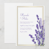 Rustic Lavender Double Line Frame Border Wedding Kaart (Voorkant / Achterkant)