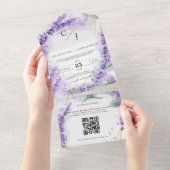 Rustic Lavender Elegant Seal and Send Wedding All In One Uitnodiging (Afscheurbaar)