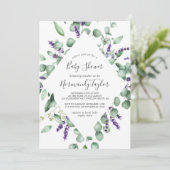 Rustic Lavender en Eucalyptus Baby shower Kaart (Staand voorkant)