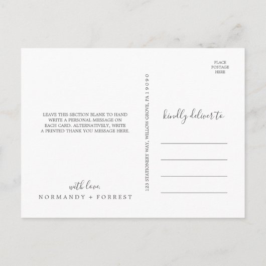 Rustic Lavender en Eucalyptus Hartelijk dank Brief Briefkaart (Achterkant)