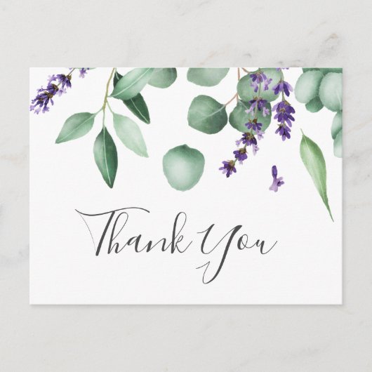 Rustic Lavender en Eucalyptus Hartelijk dank Brief Briefkaart (Voorkant)