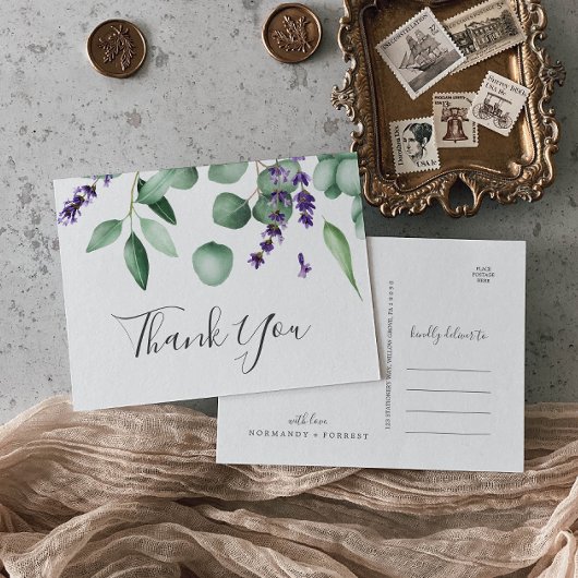 Rustic Lavender en Eucalyptus Hartelijk dank Brief Briefkaart