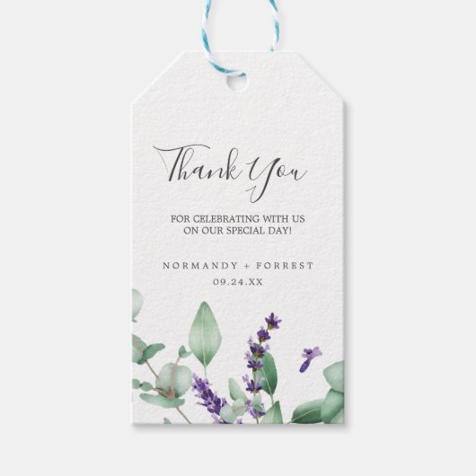 Rustic Lavender en Eucalyptus Hartelijk dank Cadeaulabel (Voorkant)