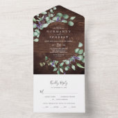 Rustic Lavender en Eucalyptus | Hout Weddenschap All In One Uitnodiging (Binnen)