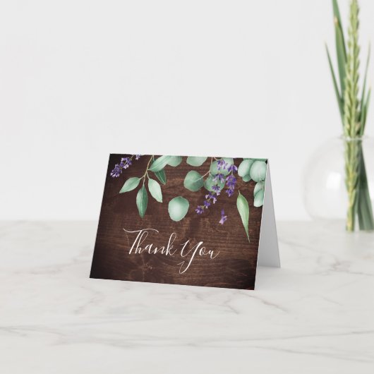 Rustic Lavender en Eucalyptus | Houten Bedankkaart (Voorkant)