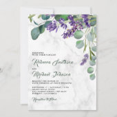 Rustic Lavender en Eucalyptus Marble Wedding Kaart (Voorkant)