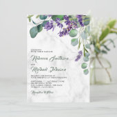 Rustic Lavender en Eucalyptus Marble Wedding Kaart (Staand voorkant)